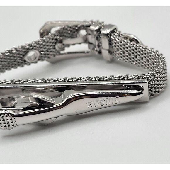 Swank Silvertone Mesh Belt Tie Clip 2in - Picture 2 of 2